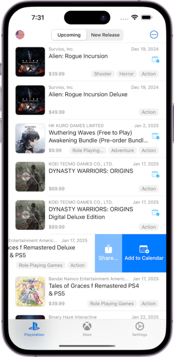 Game List View