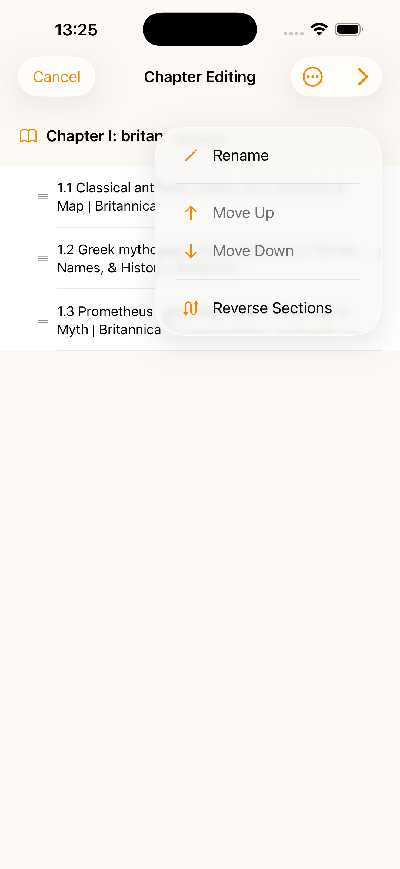 Chapter Operations Menu